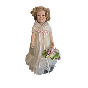 Porcelain Cloth Danbury Mint Elke Hutchens Shirley Temple Flower Girl Doll 18"